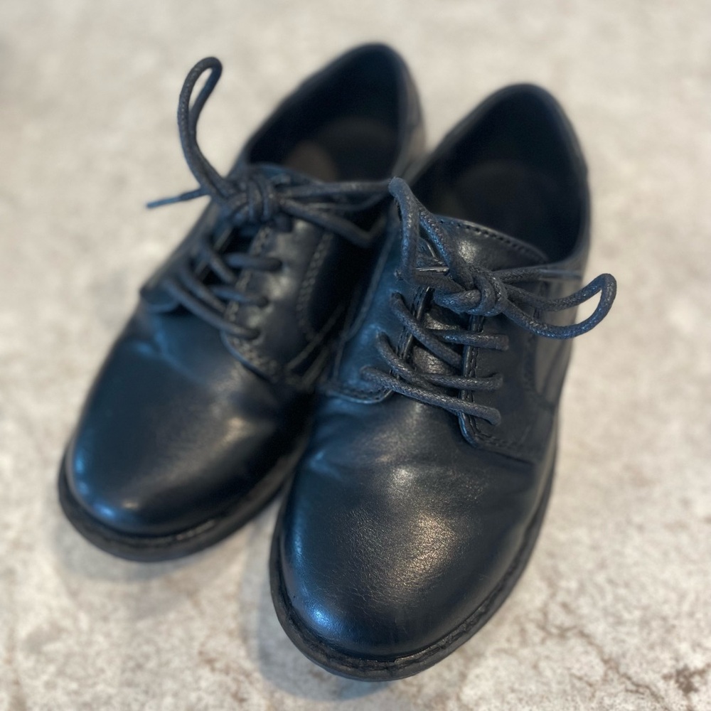 Classic Black Leather Boy Shoes